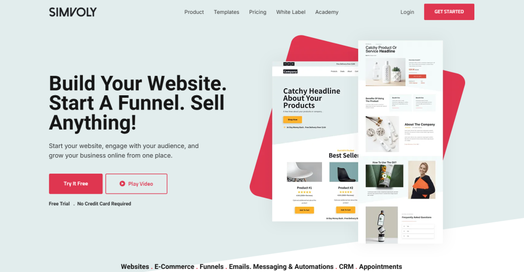 Simvoly sales funnel and website builder
