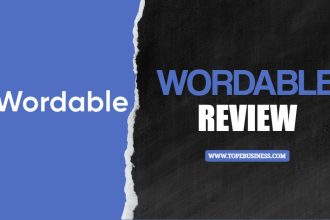 a black and white piece of paper with white text Wordable Review