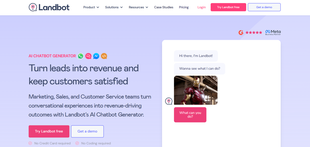 Landbot – Best for Conversational Chatbot Builder
