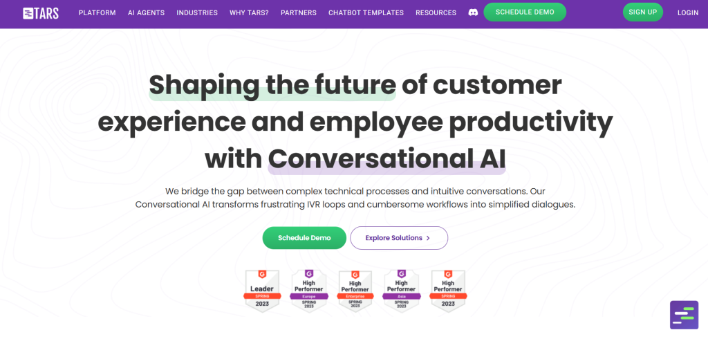 Tars – Best for Landing Page Chatbots & Lead Generation

